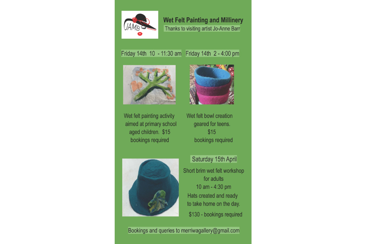 Wet Felt Painting and Millinery Workshops with Jo-Anne Barr – Arts Upper  Hunter